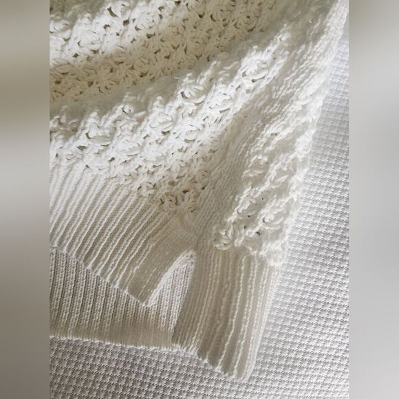 Talbots Coastal White V-Neck Sweater with Textured Knit New With Tags - Picture 6 of 8
